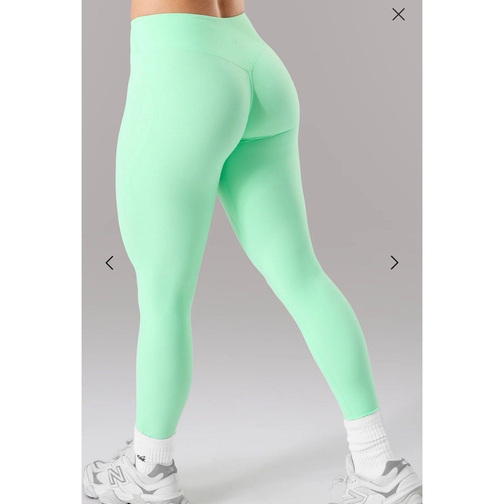 Alphalete Workout Leggings Womens Small Light Blue Green Excellent High Waisted
